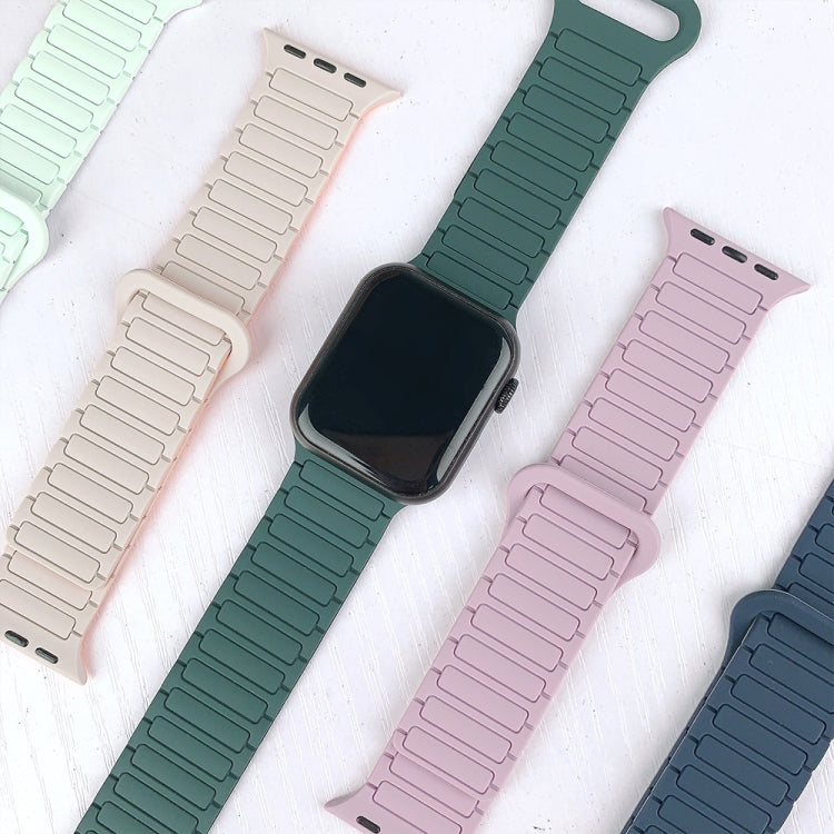 For Apple Watch Series 9 45mm I-Shaped Magnetic Silicone Watch Band(Pink Mint) - Watch Bands by PMC Jewellery | Online Shopping South Africa | PMC Jewellery