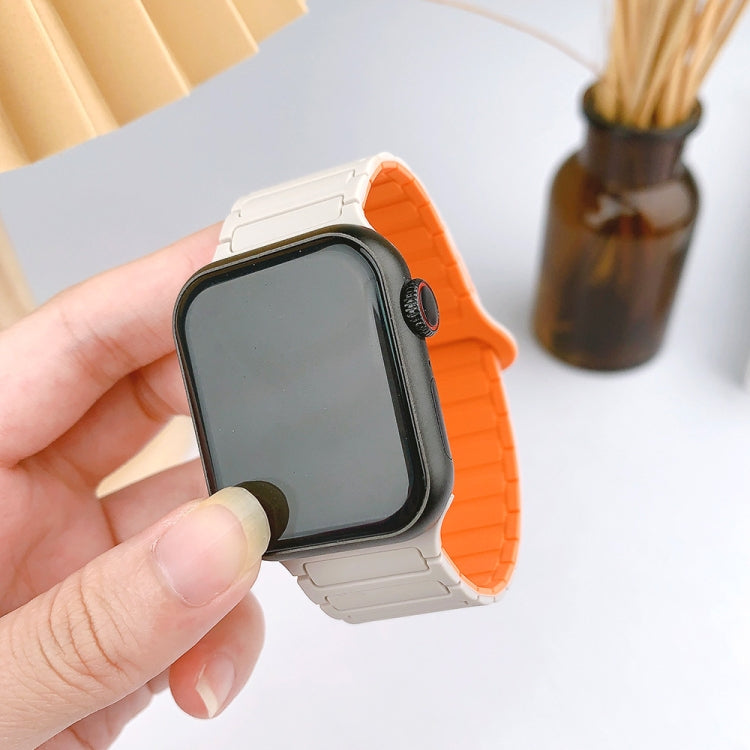 For Apple Watch Ultra 2 49mm I-Shaped Magnetic Silicone Watch Band(Black Orange) - Watch Bands by PMC Jewellery | Online Shopping South Africa | PMC Jewellery