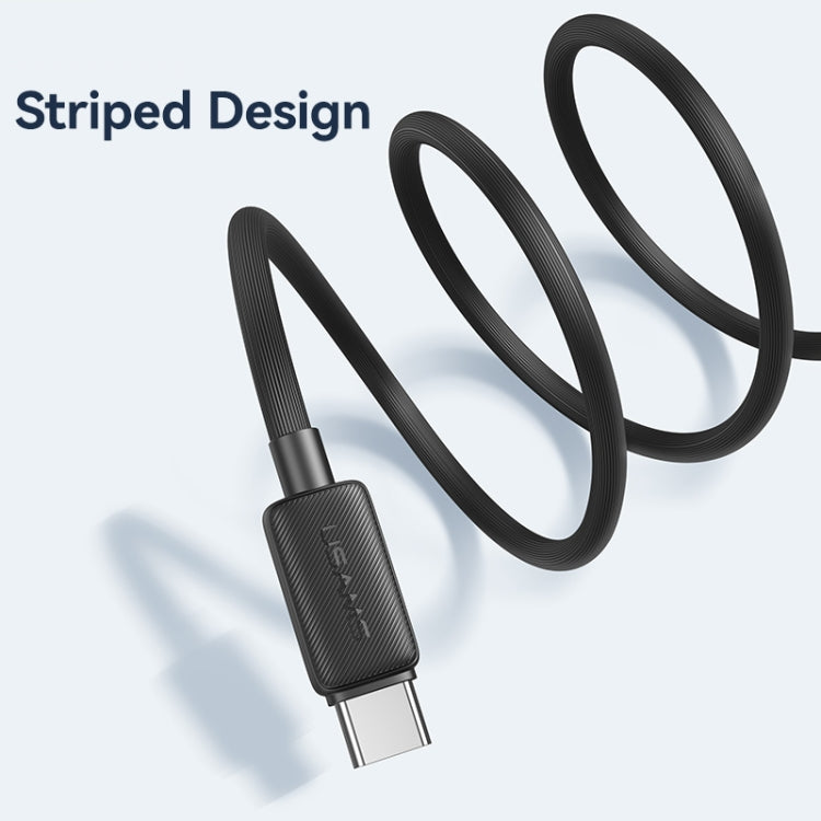 USAMS US-SJ688 USB to USB-C / Type-C 3A Striped Fast Charge Data Cable, Length:1m(White) - free shipping - PMc TechLife - Order now!