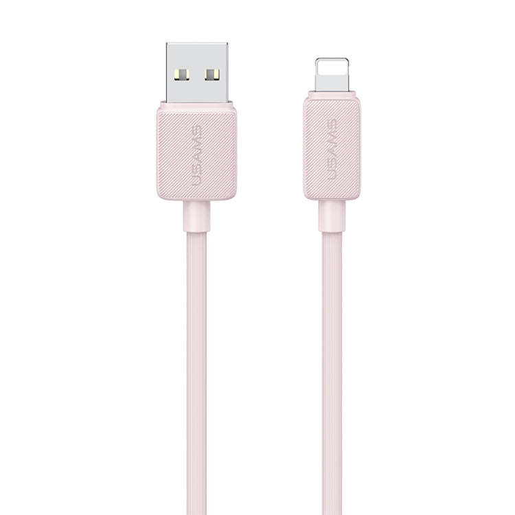 USAMS US-SJ694 USB to 8 Pin 2.4A Striped Fast Charge Data Cable, Length:2m(Pink) - Normal Style Cable by USAMS | Online Shopping South Africa | PMC Jewellery | Buy Now Pay Later Mobicred