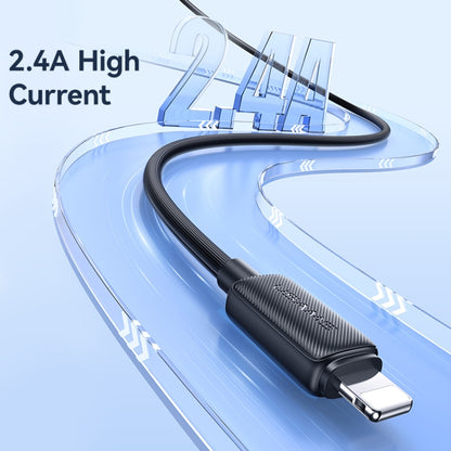 USAMS US-SJ689 USB to 8 Pin 2.4A Striped Fast Charge Data Cable, Length:1m(Black) - Normal Style Cable by USAMS | Online Shopping South Africa | PMC Jewellery | Buy Now Pay Later Mobicred