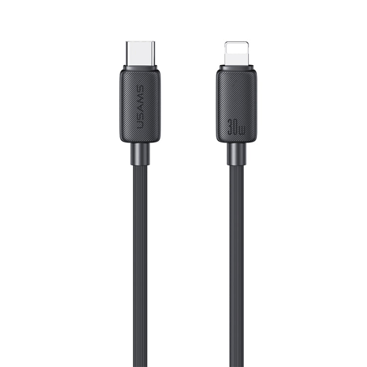 USAMS US-SJ692 USB-C / Type-C to 8 Pin 30W Striped Fast Charge Data Cable, Length:1m(Black) - 2 in 1 Cable by USAMS | Online Shopping South Africa | PMC Jewellery | Buy Now Pay Later Mobicred