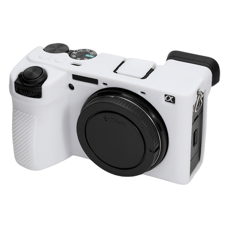 For Sony ILCE-6700 / A6700 Litchi Texture Soft Silicone Protective Case(White) - Protective Case by PMC TechLife | Online Shopping South Africa | PMC TechLife