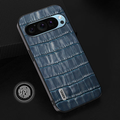 For Google Pixel 9 ABEEL Crocodile Texture Genuine Leather Phone Case(Blue) - Google Cases by PMC Jewellery | Online Shopping South Africa | PMC Jewellery | Buy Now Pay Later Mobicred