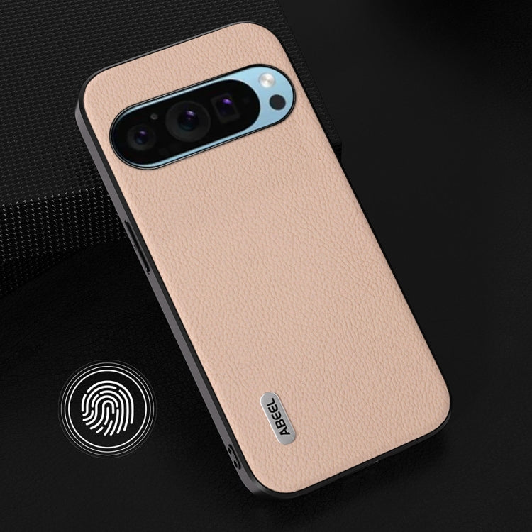 For Google Pixel 9 ABEEL Genuine Leather + PC Litchi Texture Phone Case(Pink Gold) - Google Cases by PMC Jewellery | Online Shopping South Africa | PMC Jewellery | Buy Now Pay Later Mobicred