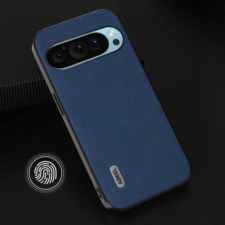 For Google Pixel 9 Pro ABEEL Genuine Leather + PC Litchi Texture Phone Case(Blue) - Google Cases by PMC Jewellery | Online Shopping South Africa | PMC Jewellery | Buy Now Pay Later Mobicred