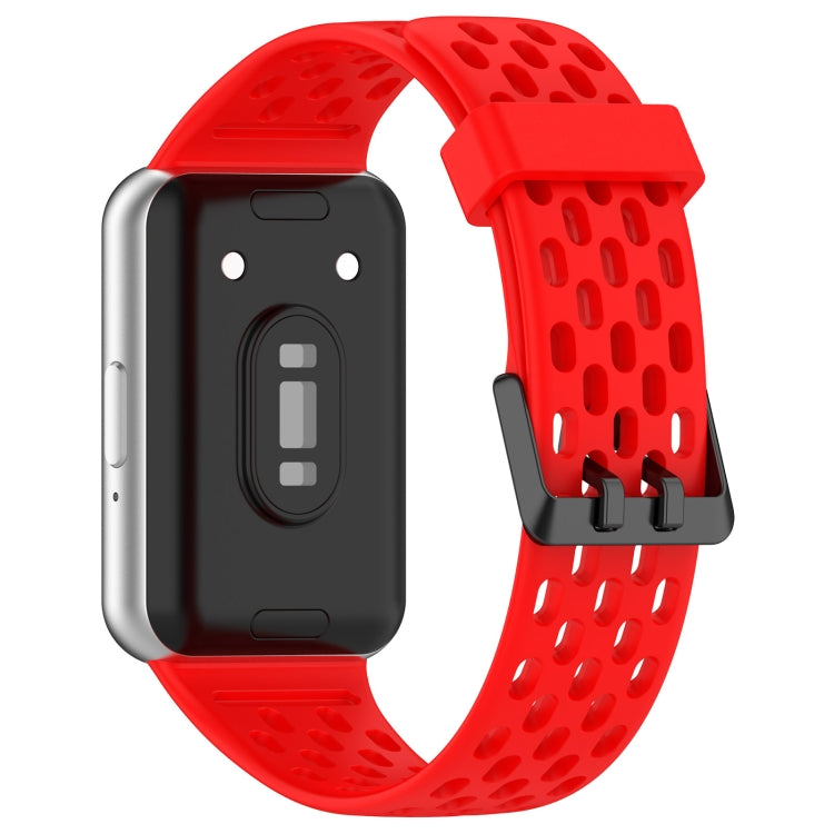 For Samsung Galaxy Fit 3 Hole Style Dual Buckle Silicone Watch Band(Red) - Watch Bands by PMC Jewellery | Online Shopping South Africa | PMC Jewellery