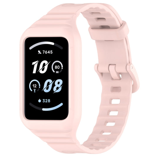 For Honor Band 9 Armor Integrated Silicone Watch Band(Light Pink) - Watch Bands by PMC Jewellery | Online Shopping South Africa | PMC Jewellery