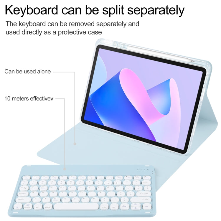 For Huawei MatePad 11 2023 / 2021 Round Button Bluetooth Keyboard Rotatable Holder Leather Case(Sky Blue) - Huawei Keyboard by PMC Jewellery | Online Shopping South Africa | PMC Jewellery