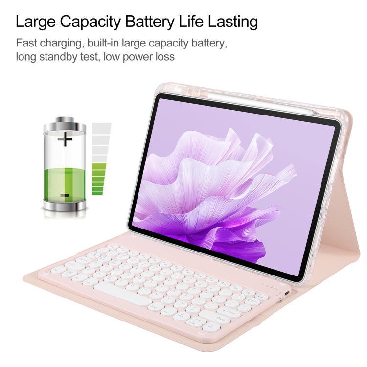 For Huawei MatePad Air 11.5 Round Button Bluetooth Keyboard Rotatable Holder Leather Case(Rose Gold) - free shipping - PMC TechLife - Order now!