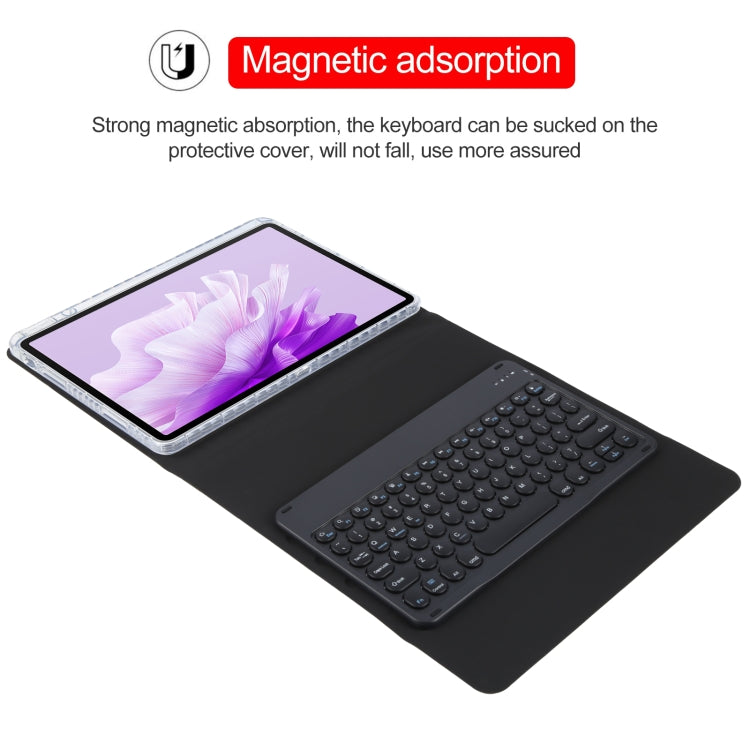 For Huawei MatePad Air 11.5 Round Button Bluetooth Keyboard Rotatable Holder Leather Case(Black) - Huawei Keyboard by PMC Jewellery | Online Shopping South Africa | PMC Jewellery