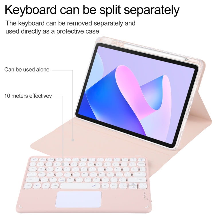 For Huawei MatePad 11 2023 / 2021 Round Button Bluetooth Keyboard Rotatable Holder Leather Case with Touchpad(Rose Gold) - Huawei Keyboard by PMC Jewellery | Online Shopping South Africa | PMC Jewellery