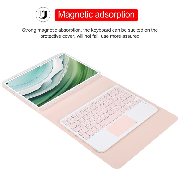 For Huawei MatePad Pro 11 2024 / 2022 Square Button Bluetooth Keyboard Rotatable Holder Leather Case with Touchpad(Rose Gold) - Huawei Keyboard by PMC Jewellery | Online Shopping South Africa | PMC Jewellery