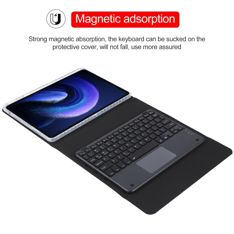 For Xiaomi Pad 6 Square Button Bluetooth Keyboard Rotatable Holder Leather Case with Touchpad(Black) - Others Keyboard by PMC Jewellery | Online Shopping South Africa | PMC Jewellery