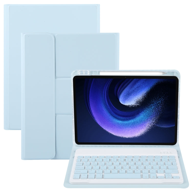 For Xiaomi Pad 6 Square Button Backlight Bluetooth Keyboard Rotatable Holder Leather Case(Sky Blue) - free shipping - PMC TechLife - Order now!