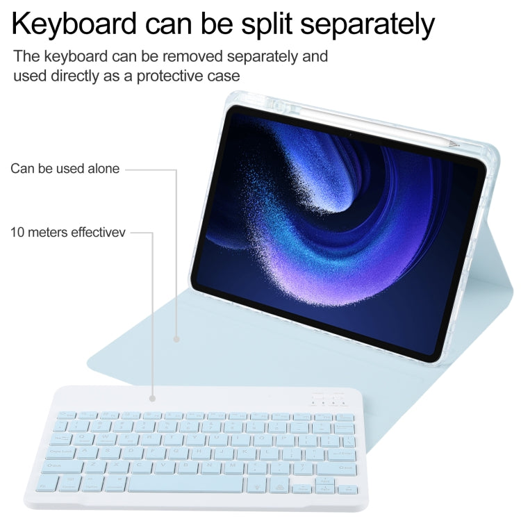 For Xiaomi Pad 6 Square Button Backlight Bluetooth Keyboard Rotatable Holder Leather Case(Sky Blue) - Others Keyboard by PMC Jewellery | Online Shopping South Africa | PMC Jewellery