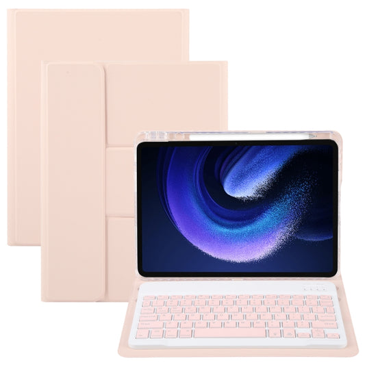 For Xiaomi Pad 6 Square Button Backlight Bluetooth Keyboard Rotatable Holder Leather Case(Rose Gold) - Others Keyboard by PMC Jewellery | Online Shopping South Africa | PMC Jewellery