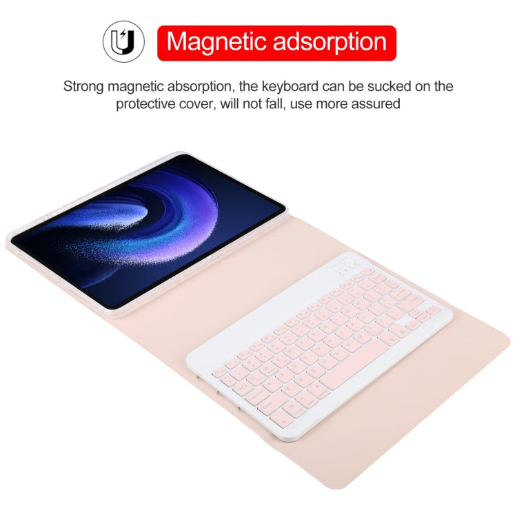 For Xiaomi Pad 6 Square Button Backlight Bluetooth Keyboard Rotatable Holder Leather Case(Rose Gold) - Others Keyboard by PMC Jewellery | Online Shopping South Africa | PMC Jewellery