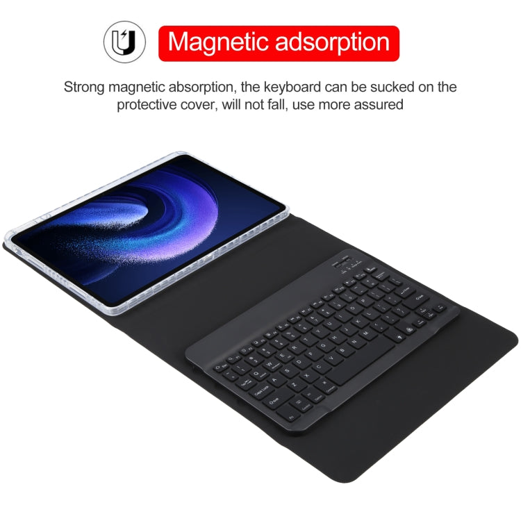 For Xiaomi Pad 6 Square Button Backlight Bluetooth Keyboard Rotatable Holder Leather Case(Black) - Others Keyboard by PMC Jewellery | Online Shopping South Africa | PMC Jewellery