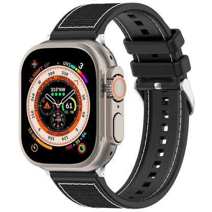 For Apple Watch SE 2023 40mm Ordinary Buckle Hybrid Nylon Braid Silicone Watch Band(Black) - Watch Bands by PMC Jewellery | Online Shopping South Africa | PMC Jewellery