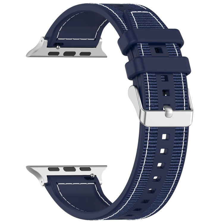 For Apple Watch Ultra 2 49mm Ordinary Buckle Hybrid Nylon Braid Silicone Watch Band(Midnight Blue) - Watch Bands by PMC Jewellery | Online Shopping South Africa | PMC Jewellery