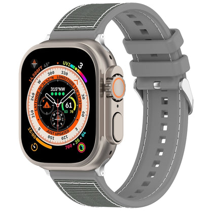 For Apple Watch Series 9 45mm Ordinary Buckle Hybrid Nylon Braid Silicone Watch Band(Grey) - Watch Bands by PMC Jewellery | Online Shopping South Africa | PMC Jewellery