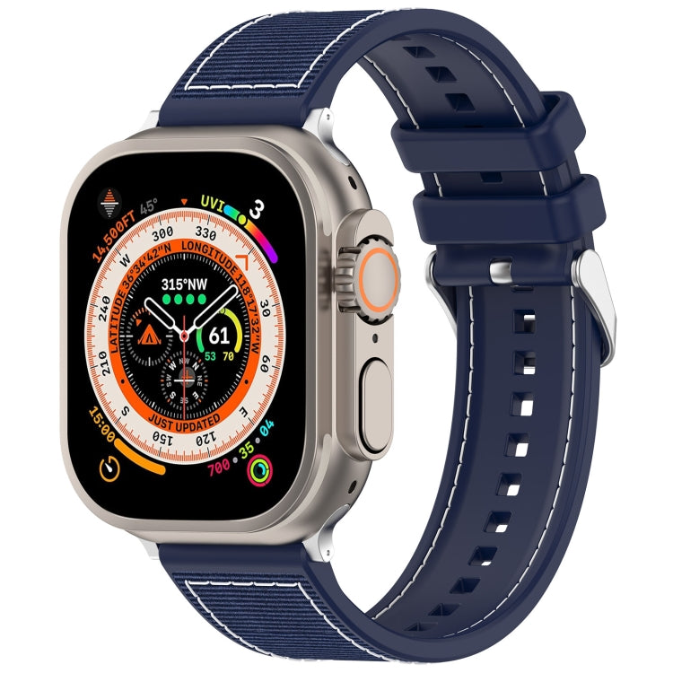 For Apple Watch Ultra 49mm Ordinary Buckle Hybrid Nylon Braid Silicone Watch Band(Midnight Blue) - Watch Bands by PMC Jewellery | Online Shopping South Africa | PMC Jewellery