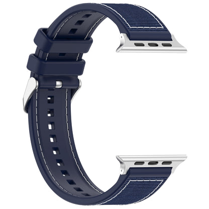 For Apple Watch Ultra 49mm Ordinary Buckle Hybrid Nylon Braid Silicone Watch Band(Midnight Blue) - Watch Bands by PMC Jewellery | Online Shopping South Africa | PMC Jewellery