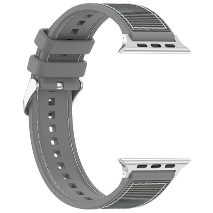 For Apple Watch Series 8 41mm Ordinary Buckle Hybrid Nylon Braid Silicone Watch Band(Grey) - Watch Bands by PMC Jewellery | Online Shopping South Africa | PMC Jewellery