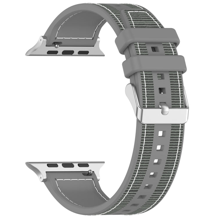 For Apple Watch SE 2022 40mm Ordinary Buckle Hybrid Nylon Braid Silicone Watch Band(Grey) - Watch Bands by PMC Jewellery | Online Shopping South Africa | PMC Jewellery