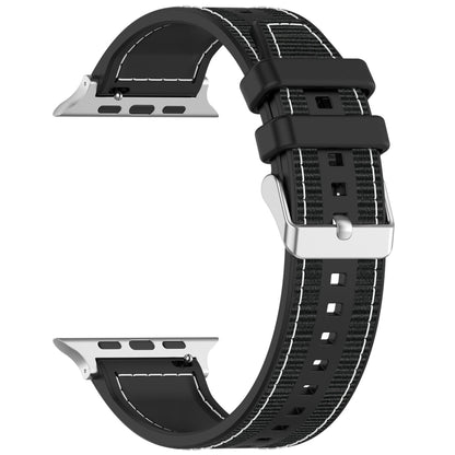 For Apple Watch Series 6 40mm Ordinary Buckle Hybrid Nylon Braid Silicone Watch Band(Black) - Watch Bands by PMC Jewellery | Online Shopping South Africa | PMC Jewellery