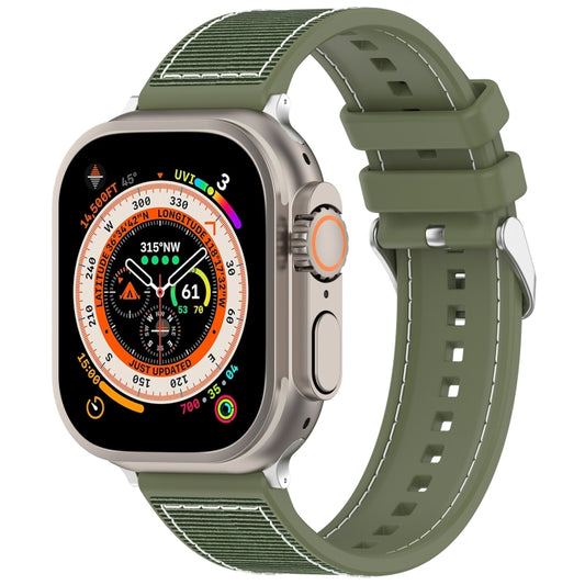 For Apple Watch Series 2 38mm Ordinary Buckle Hybrid Nylon Braid Silicone Watch Band(Green) - Watch Bands by PMC Jewellery | Online Shopping South Africa | PMC Jewellery