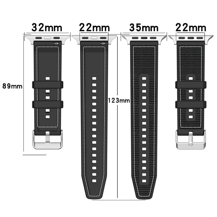 For Apple Watch Ultra 2 49mm Ordinary Buckle Hybrid Nylon Braid Silicone Watch Band(Black) - Watch Bands by PMC Jewellery | Online Shopping South Africa | PMC Jewellery