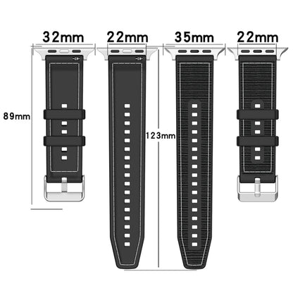 For Apple Watch 42mm Ordinary Buckle Hybrid Nylon Braid Silicone Watch Band(Black) - Watch Bands by PMC Jewellery | Online Shopping South Africa | PMC Jewellery