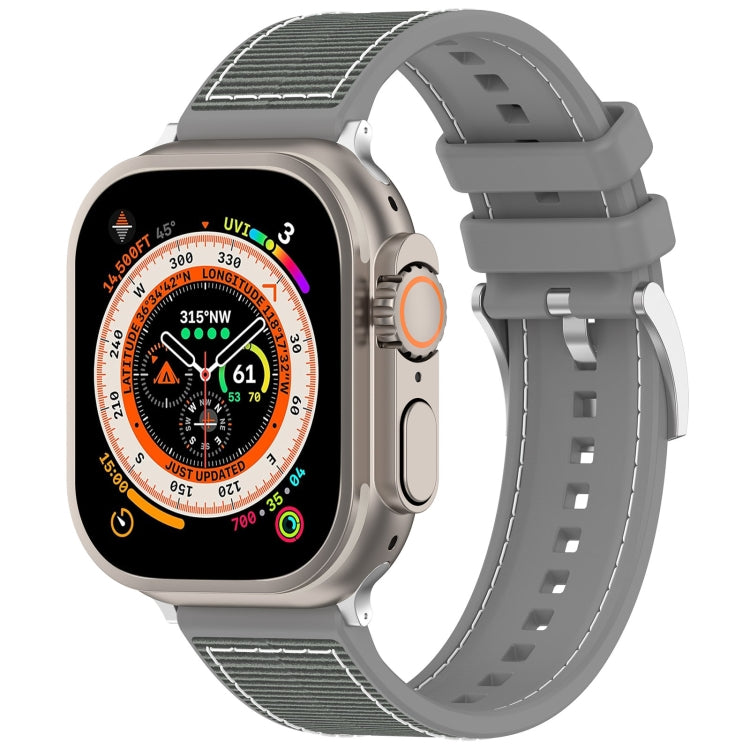 For Apple Watch SE 2023 44mm Official Buckle Hybrid Nylon Braid Silicone Watch Band(Grey) - Watch Bands by PMC Jewellery | Online Shopping South Africa | PMC Jewellery