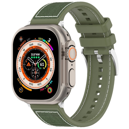 For Apple Watch SE 2023 44mm Official Buckle Hybrid Nylon Braid Silicone Watch Band(Green) - Watch Bands by PMC Jewellery | Online Shopping South Africa | PMC Jewellery