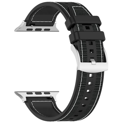 For Apple Watch Ultra 49mm Official Buckle Hybrid Nylon Braid Silicone Watch Band(Black) - Watch Bands by PMC Jewellery | Online Shopping South Africa | PMC Jewellery