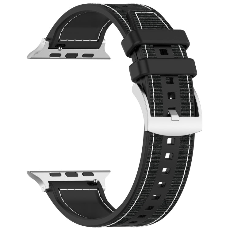 For Apple Watch SE 40mm Official Buckle Hybrid Nylon Braid Silicone Watch Band(Black) - Watch Bands by PMC Jewellery | Online Shopping South Africa | PMC Jewellery