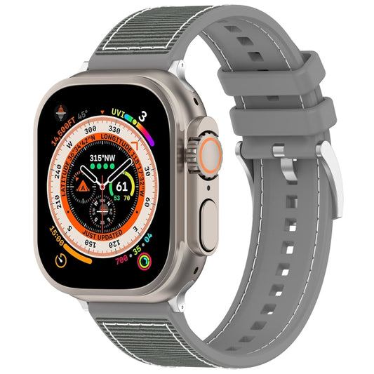 For Apple Watch Series 4 44mm Official Buckle Hybrid Nylon Braid Silicone Watch Band(Grey) - Watch Bands by PMC Jewellery | Online Shopping South Africa | PMC Jewellery