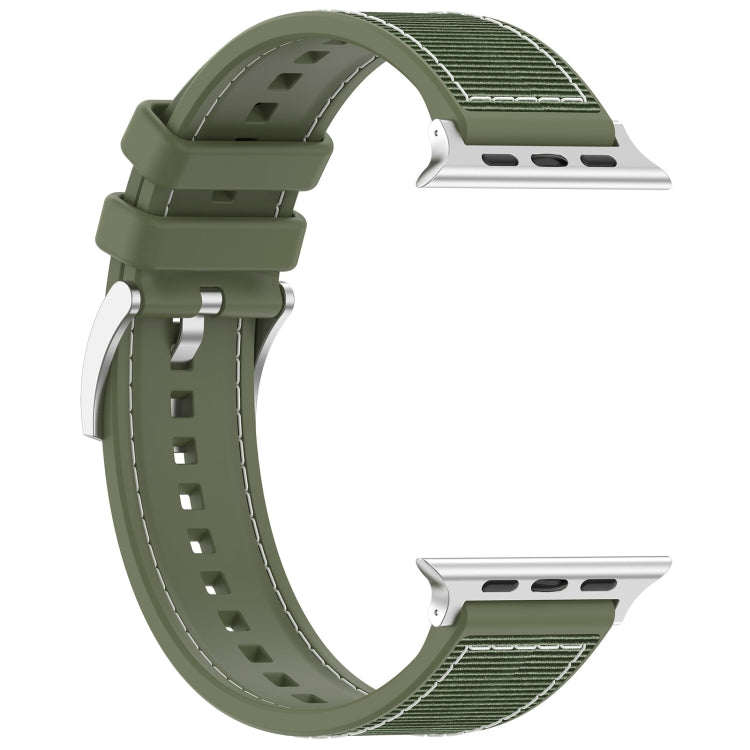 For Apple Watch Series 4 44mm Official Buckle Hybrid Nylon Braid Silicone Watch Band(Green) - Watch Bands by PMC Jewellery | Online Shopping South Africa | PMC Jewellery