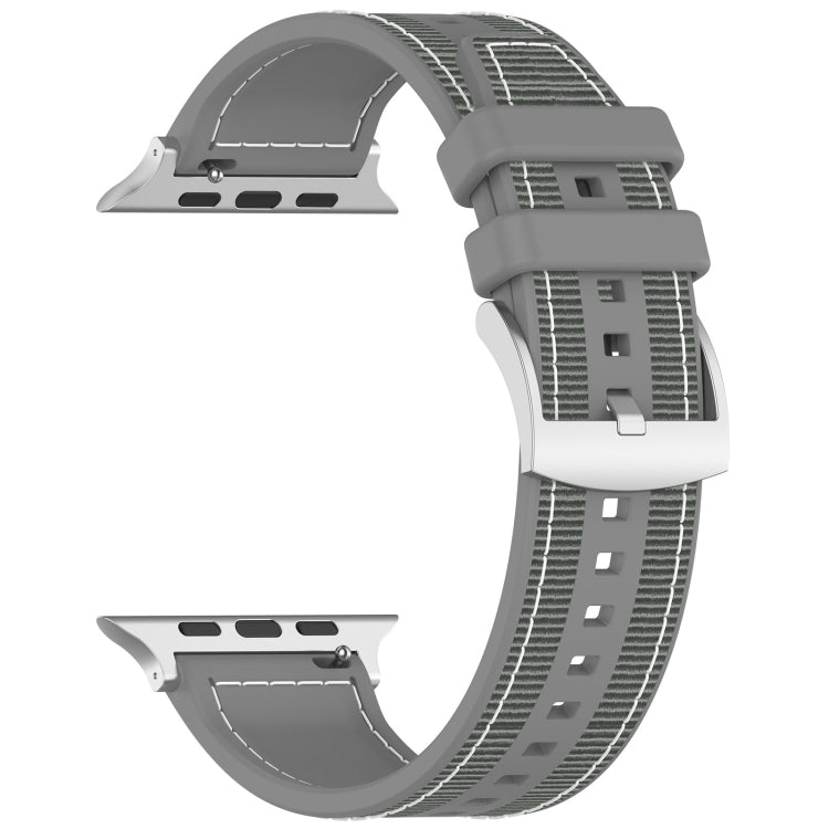 For Apple Watch Series 2 42mm Official Buckle Hybrid Nylon Braid Silicone Watch Band(Grey) - Watch Bands by PMC Jewellery | Online Shopping South Africa | PMC Jewellery