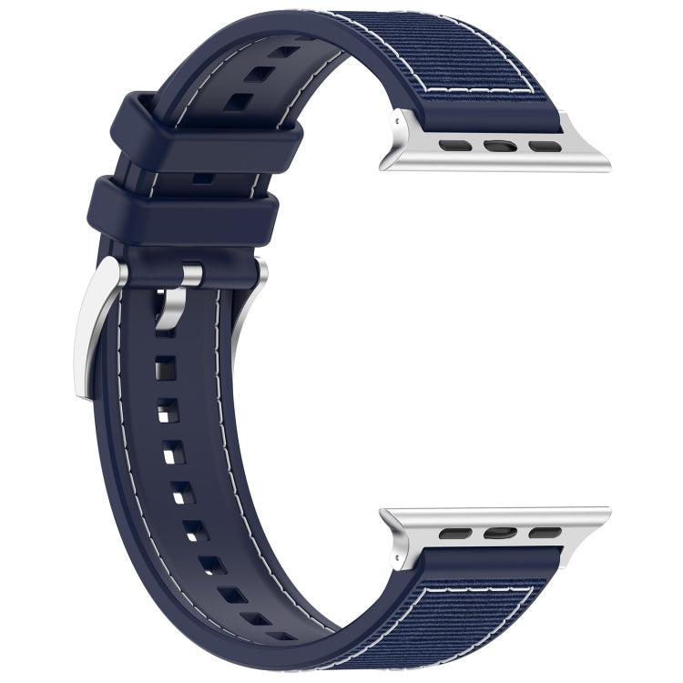 For Apple Watch Series 2 42mm Official Buckle Hybrid Nylon Braid Silicone Watch Band(Midnight Blue) - Watch Bands by PMC Jewellery | Online Shopping South Africa | PMC Jewellery