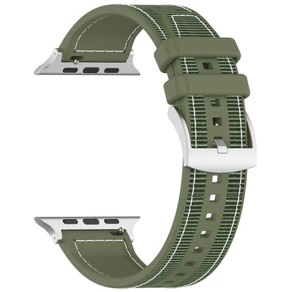 For Apple Watch Series 2 38mm Official Buckle Hybrid Nylon Braid Silicone Watch Band(Green) - Watch Bands by PMC Jewellery | Online Shopping South Africa | PMC Jewellery