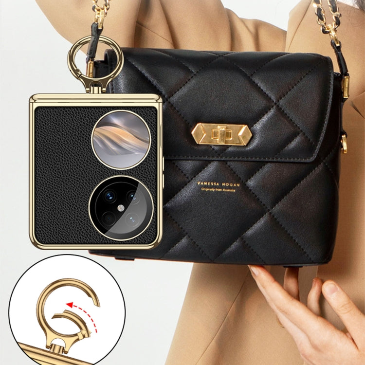 For Huawei Pocket 2 GKK Electroplated Leather Phone Case with Ring(Purple) - free shipping - PMC Jewellery - Order now!