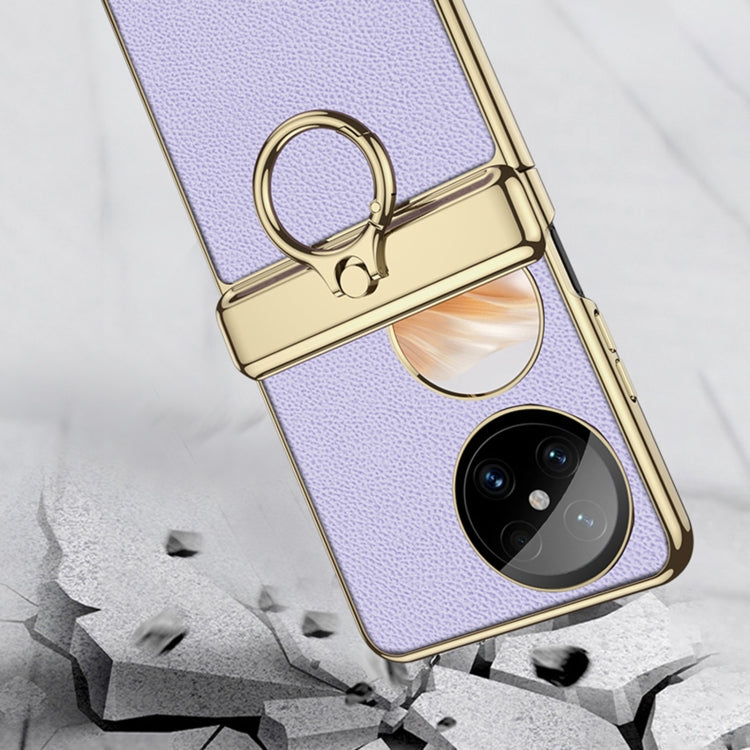 For Huawei Pocket 2 GKK Electroplated Leather Phone Case with Ring(Purple) - free shipping - PMC Jewellery - Order now!