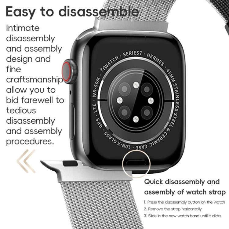 For Apple Watch Series 3 42mm ZGA Milanese Magnetic Metal Watch Band(Black) - Watch Bands by ZGA | Online Shopping South Africa | PMC Jewellery