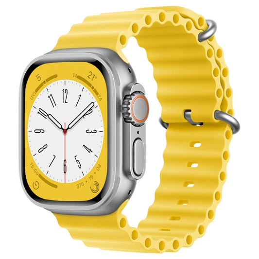 For Apple Watch Ultra 49mm ZGA Ocean Silicone Watch Band(Yellow) - Watch Bands by ZGA | Online Shopping South Africa | PMC Jewellery