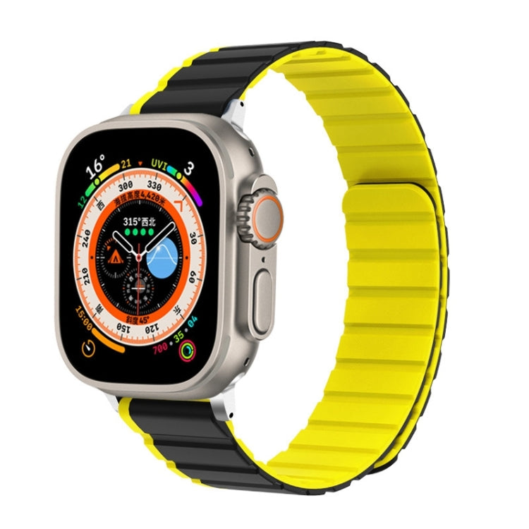 For Apple Watch Series 9 45mm ZGA Two Color Magnetic Silicone Watch Band(Grey+Yellow) - Watch Bands by ZGA | Online Shopping South Africa | PMC Jewellery