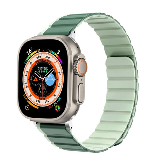 For Apple Watch Series 7 45mm ZGA Two Color Magnetic Silicone Watch Band(Dark Green+Light Green) - Watch Bands by ZGA | Online Shopping South Africa | PMC Jewellery