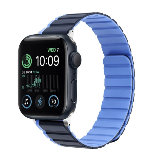 For Apple Watch SE 44mm ZGA Two Color Magnetic Silicone Watch Band(Dark Blue+Light Blue) - Watch Bands by ZGA | Online Shopping South Africa | PMC Jewellery | Buy Now Pay Later Mobicred